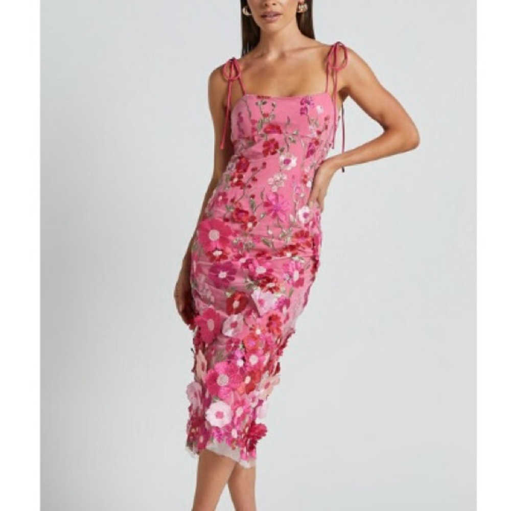 Floral Pink Midi Dress
